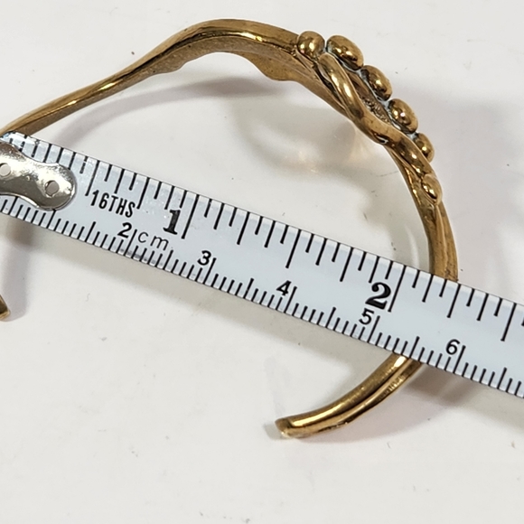 Artisian made brass cuff bracelet ornate abstract butterfly - Picture 5 of 8